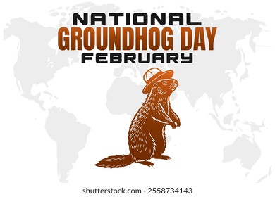 NATIONAL GROUNDHOG DAY Vector Illustration background on february