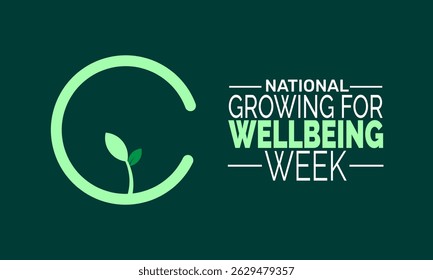 National Growing for Wellbeing Week. Gardening Wellness Concept, Mental Health Awareness Poster, Banner, Nature Card, Social Media Post or Green Background Design Inspiration Vector Illustration