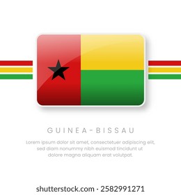 National Guinea-Bissau Flag.Vector Guinea-Bissau Button Flag. Realistic National Flag Design and Vector Template.