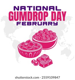 NATIONAL GUMDROP DAY social media post Vector Illustration on february