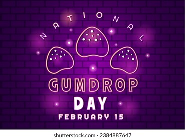 National Gumdrop Day Vector Illustration on February 15 with Delicious Candies Brightly Colored Dome Shaped in Flat Cartoon Background