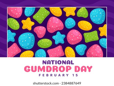 National Gumdrop Day Vector Illustration on February 15 with Delicious Candies Brightly Colored Dome Shaped in Flat Cartoon Background