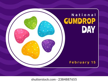 National Gumdrop Day Vector Illustration on February 15 with Delicious Candies Brightly Colored Dome Shaped in Flat Cartoon Background