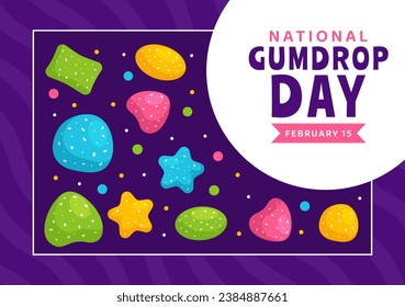 National Gumdrop Day Vector Illustration on February 15 with Delicious Candies Brightly Colored Dome Shaped in Flat Cartoon Background