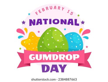 National Gumdrop Day Vector Illustration on February 15 with Delicious Candies Brightly Colored Dome Shaped in Flat Cartoon Background