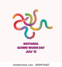 National Gummi Worm Day vector. Colorful gummy jelly worm candies vector. Important day