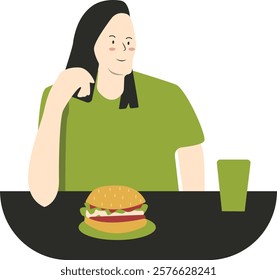 National Hamburger Day Celebration People Character. Isolated on White Background. Vector Illustration