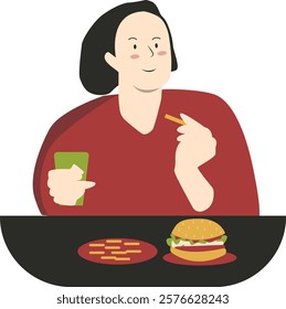 National Hamburger Day Celebration People Character. Isolated on White Background. Vector Illustration