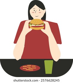 National Hamburger Day Celebration People Character. Isolated on White Background. Vector Illustration