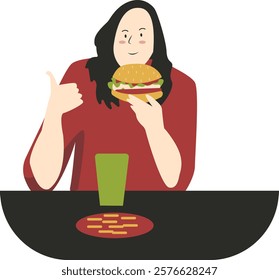 National Hamburger Day Celebration People Character. Isolated on White Background. Vector Illustration