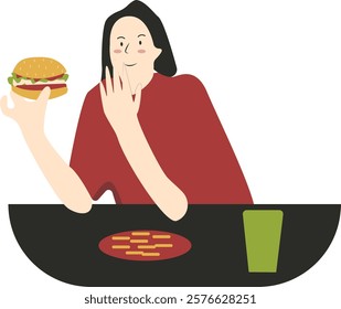 National Hamburger Day Celebration People Character. Isolated on White Background. Vector Illustration