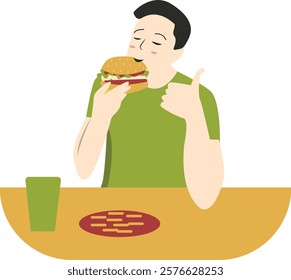 National Hamburger Day Celebration People Character. Isolated on White Background. Vector Illustration