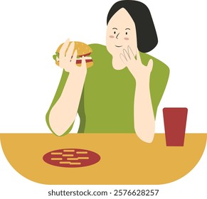 National Hamburger Day Celebration People Character. Isolated on White Background. Vector Illustration