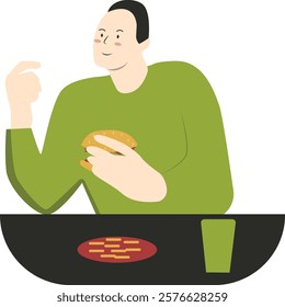 National Hamburger Day Celebration People Character. Isolated on White Background. Vector Illustration