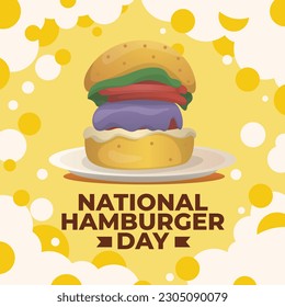 National Hamburger Day design template for celebration. hamburger vector design. hamburger illustration. flat illustration.