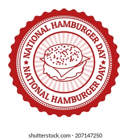 National Hamburger Day Grunge Rubber Stamp, Vector Illustration