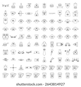 National Hamburger Day Line Icons. Easy To Edit. EPS 10