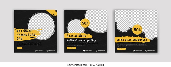 National Hamburger Day. Social media post template for digital marketing and promotion of food and drink sales. culinary advertisement. Offer social media banners.