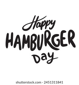 National Hamburger Day text isolated on transparent background. Hand drawn vector art.