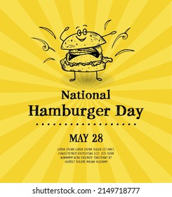 National Hamburger Day vector design, hand drawn Burger. Vintage style, great for web banners, wallpapers, invitations - vector design