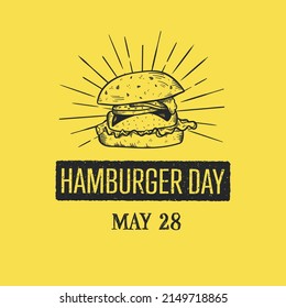 National Hamburger Day vector design, hand drawn Burger. Vintage style, great for web banners, wallpapers, invitations - vector design