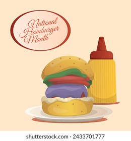 National Hamburger Month vector design template good for celebration usage. hamburger vector illustration. flat design. vector eps 10.