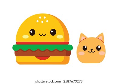A national hamburget cute cat shape vector illustration