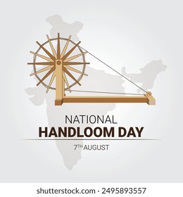 Día Nacional de Handloom. 7 de agosto Anuncio de celebración del día nacional del telar manual, poste con Ilustración vectorial de telar manual de madera. para honrar a los tejedores de telar manual en el país también destacan su historia.