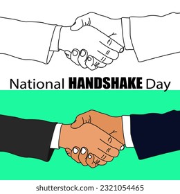 National Handshake Day, handshake vector color and black and white line art, white background