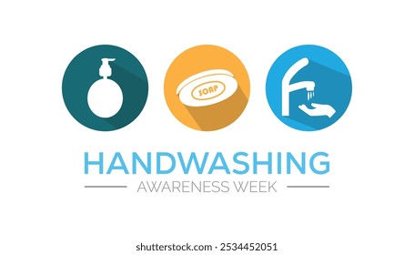 National Handwashing Awareness Week is observed every year on December. Medical Healthcare Awareness concept. background, placard, banner template Vector illustration design.