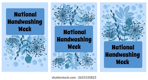 National Handwashing Week, set of leaflets or posters vector illustration on a health theme