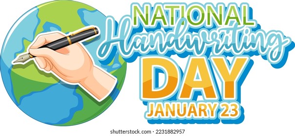 National Handwriting Day Logo Banner illustration