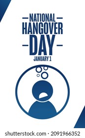 National Hangover Day. January 1. Holiday concept. Template for background, banner, card, poster with text inscription. Vector EPS10 illustration