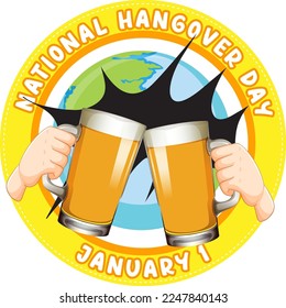 National hangover day January icon  illustration