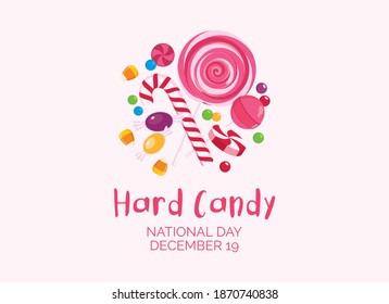 National Hard Candy Day Vector. Different Types Of Candies Icon Set. Hard Candy Collection Vector. Hard Candy Day Poster, December 19. Important Day