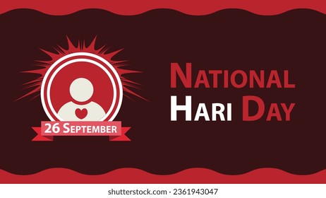 National Hari Day vector banner design with geometric shapes and vibrant colors on a horizontal background. Happy National Hari Day modern minimal poster.