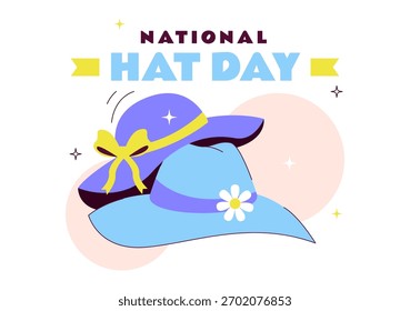 National Hat Day Vetor Illustration Com 15 De Janeiro Para Celebrar A Diversidade De Chapéus De Todo O Mundo Em Um Plano De Fundo Estilo Plano