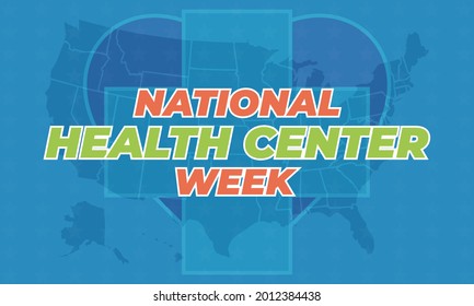 National Health Center Week in August. Poster, card, banner, background design. Vector illustration eps 10