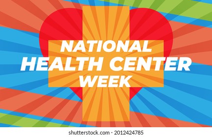 National Health Center Week in August. Poster, card, banner, background design. Vector illustration eps 10