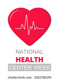 National Health Center Week in August. Healthcare, clinic center concept illustration. Big heart with pulse trace. It is for landing page, UI, flyer, banner, website