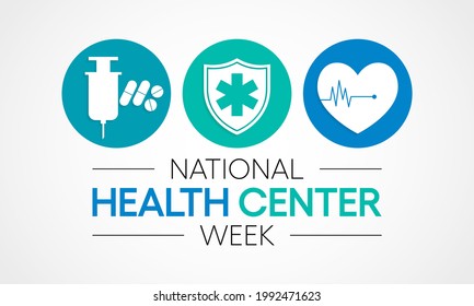 National health Center week is observed every year during August, to raise awareness about the mission and accomplishments of America's health centers over the past five decades. Vector illustration.