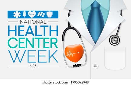National health Center week is observed every year during August, to raise awareness about the mission and accomplishments of America's health centers over the past five decades. Vector illustration.