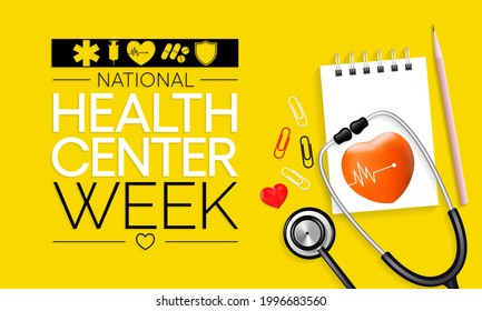 National health Center week is observed every year during August, to raise awareness about the mission and accomplishments of America's health centers over the past five decades. Vector illustration.
