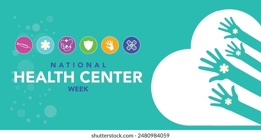 National health Center week is observed every year during August, to raise awareness about the mission and accomplishments of America's health centers over the past five decades. Vector illustration.