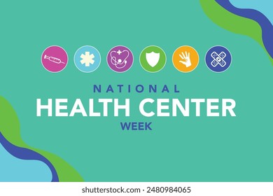 National health Center week is observed every year during August, to raise awareness about the mission and accomplishments of America's health centers over the past five decades. Vector illustration.