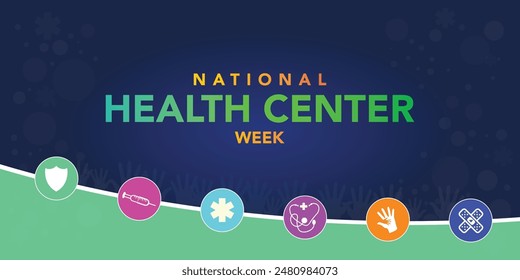 National health Center week is observed every year during August, to raise awareness about the mission and accomplishments of America's health centers over the past five decades. Vector illustration.