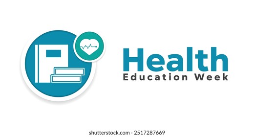 National Health Education Week. books and heart. Great for cards, banners, posters, social media and more. White background.