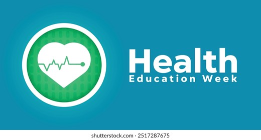 National Health Education Week. Heart. Great for cards, banners, posters, social media and more. Blue background.