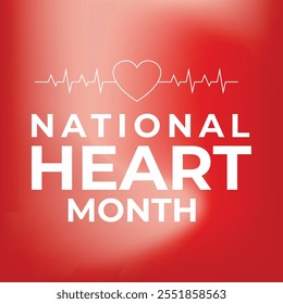 National Heart health Month Background Vector Illustration