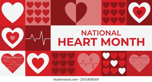 National Heart health Mês Fundo Ilustração Vetorial